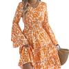 Frühlings- und Sommer-Retro-Kleid mit ausgestelltem Ärmel, Ohrring-Detail, Glocken-Taille, A-Linie für Damen