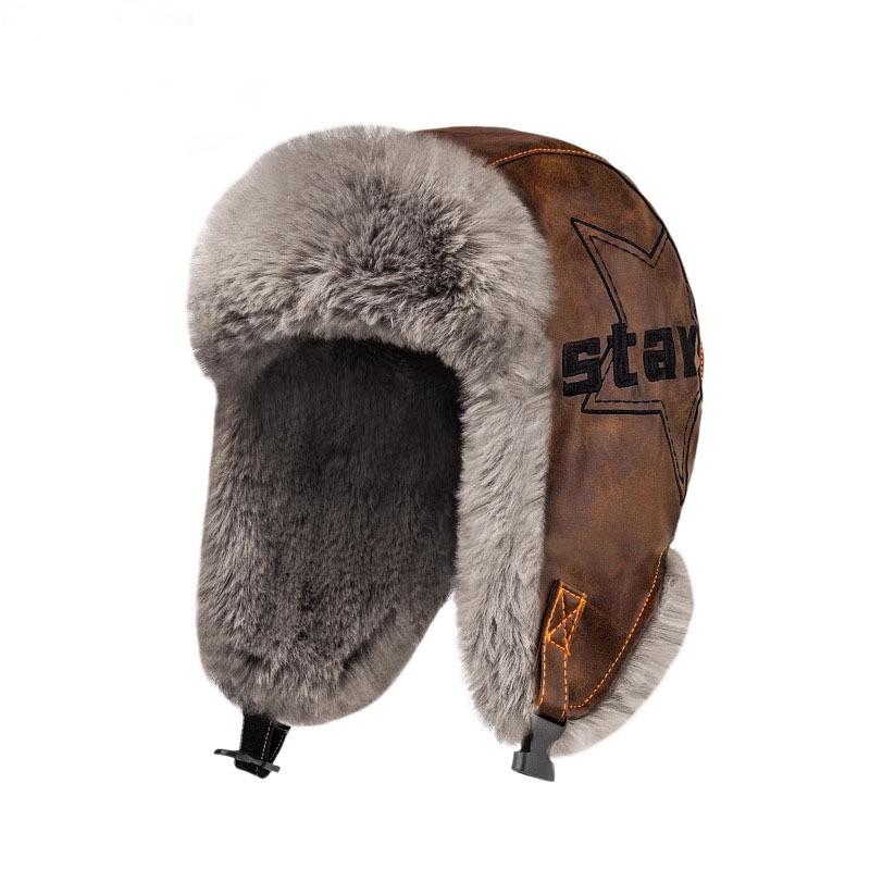 Pălărie Lei Feng Bărbați Iarnă Catifea Căldură Ciclism Mașină electrică Steaua în cinci colțuri Protecție împotriva frigului Nord-Est Pălărie din piele din bumbac Iarnă