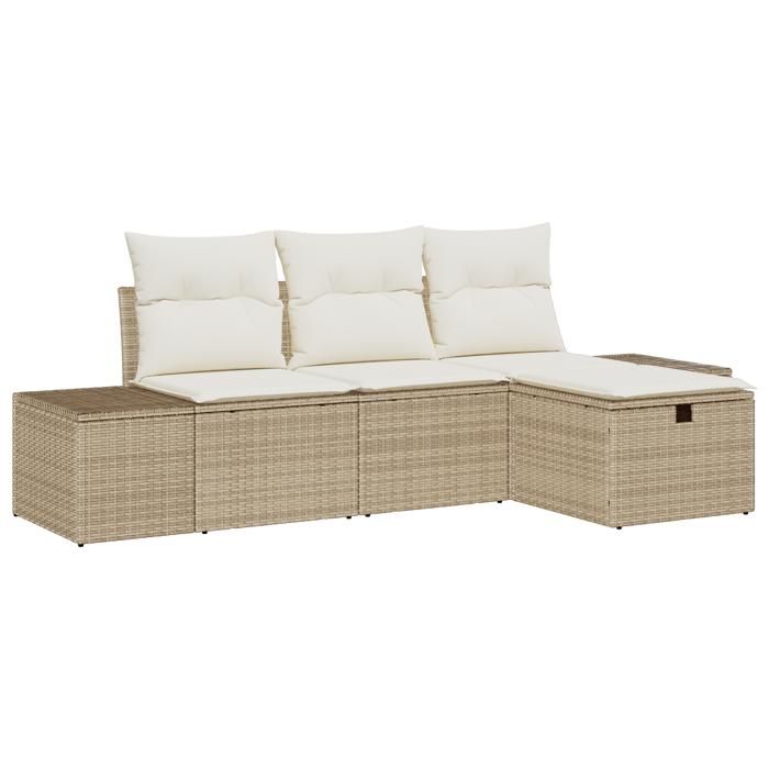 VidaXL Ensemble de Canapé de Jardin 4 Pièces avec Coussins Beige en Poly Rattan 3359350
