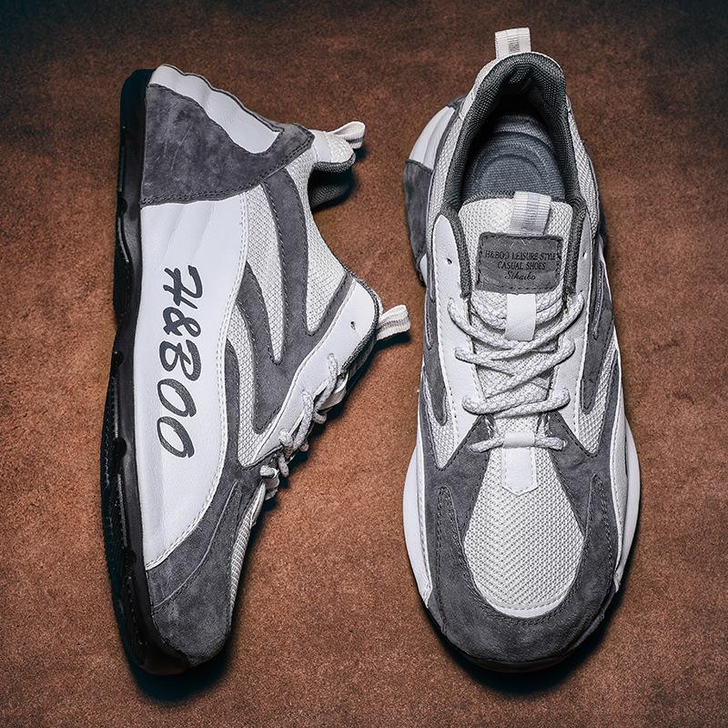 Men's Trendy Korean Style Breathable Dad Shoes with Vulcanized Thick Sole and Hidden Heel for All Seasons