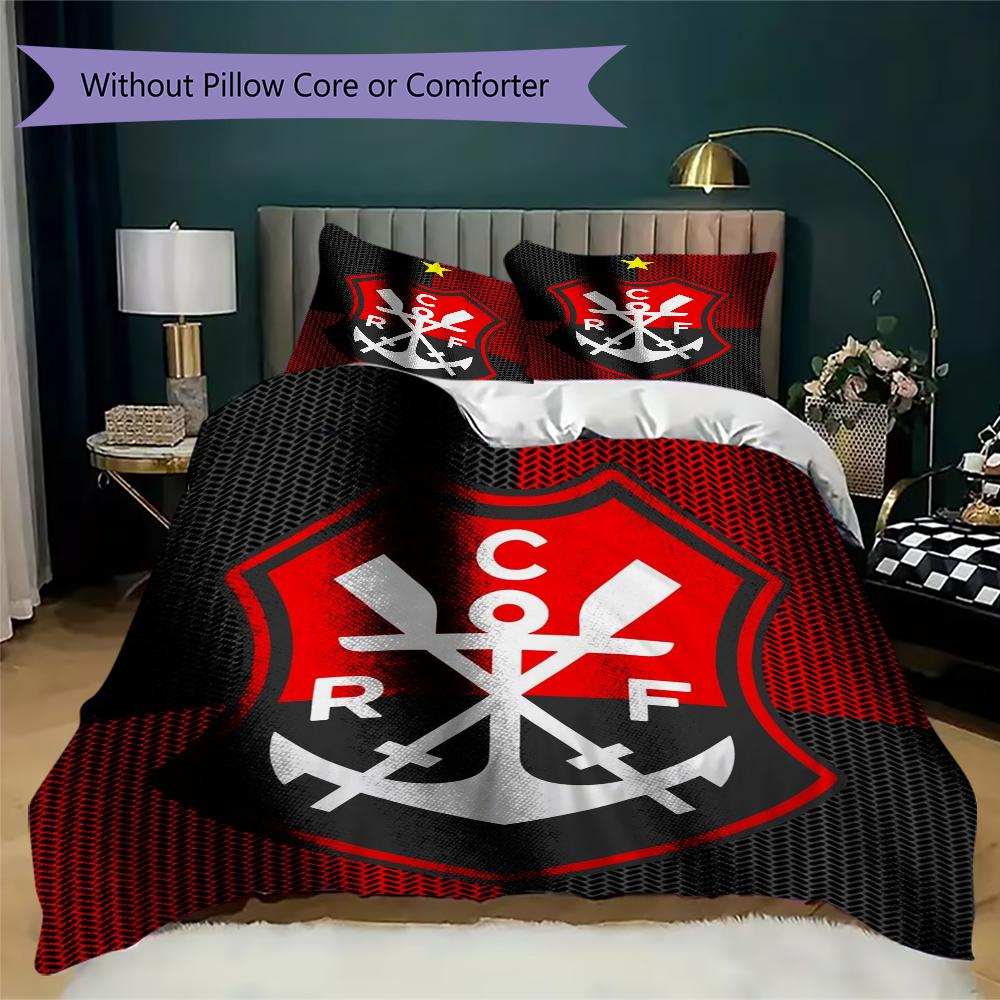 CR Flamengo Pattern Bedding Uilt Set Uilt Cover Pillowcase Home Decoration Birthday Gift (1 * Duvet Cover + 2 * Pillowcase Without Core)