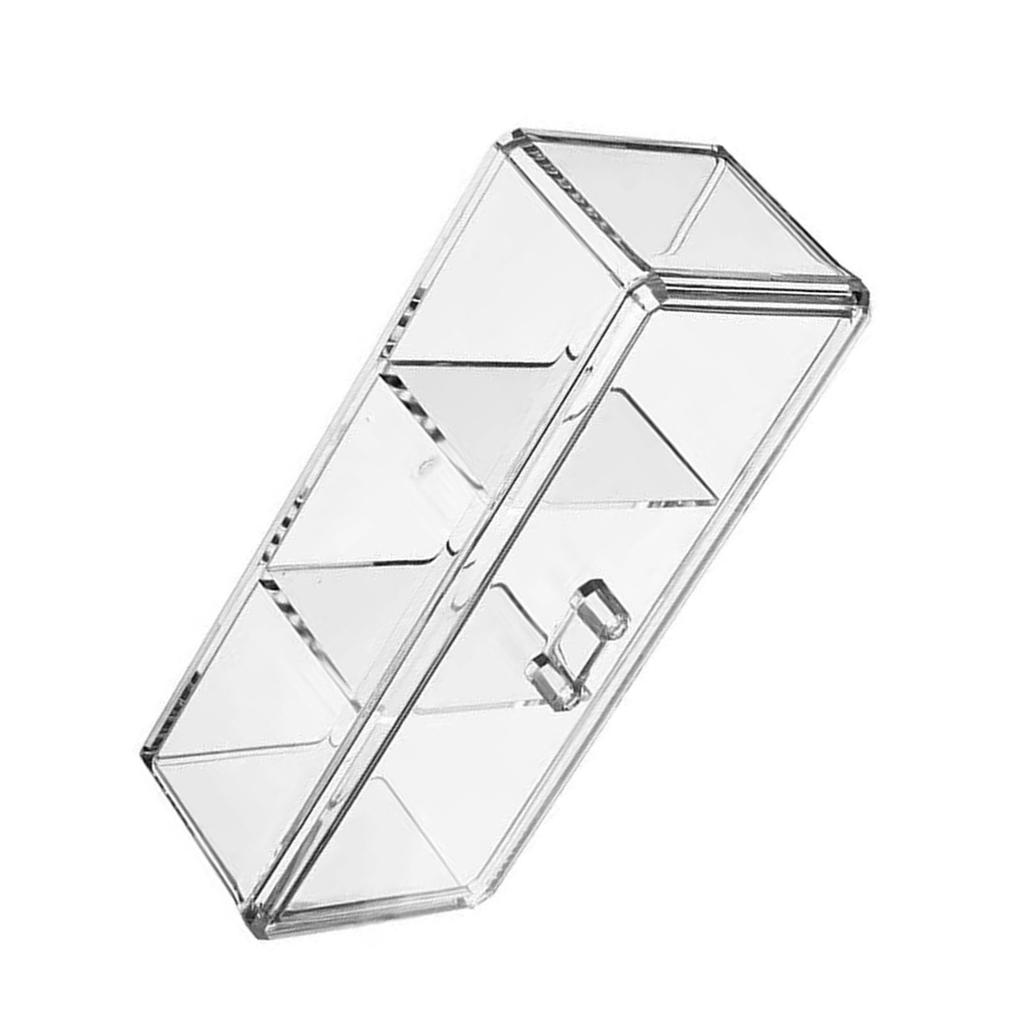 Acrylic Makeup Organizer 3 Compartments Transparent Multifunctional Cotton Pads Divided Storage Box