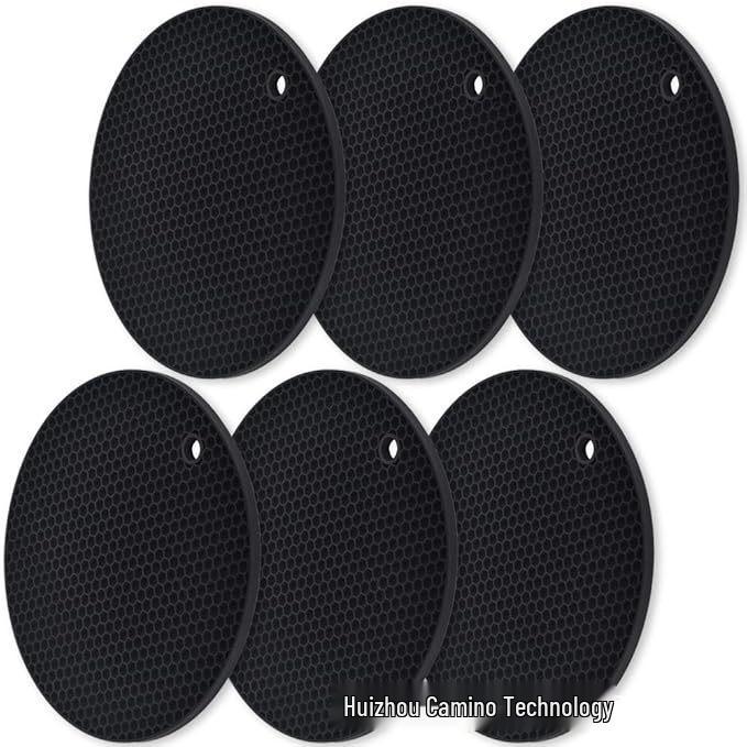 Round Non-Slip Silicone Honeycomb Heat-Resistant Pad for Bowls and Pots 14cm 34g чёрный