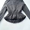 Womens Y2K Wool Blend Coat Short Fitted Ruffled Hem Double Collar Street Style Winter