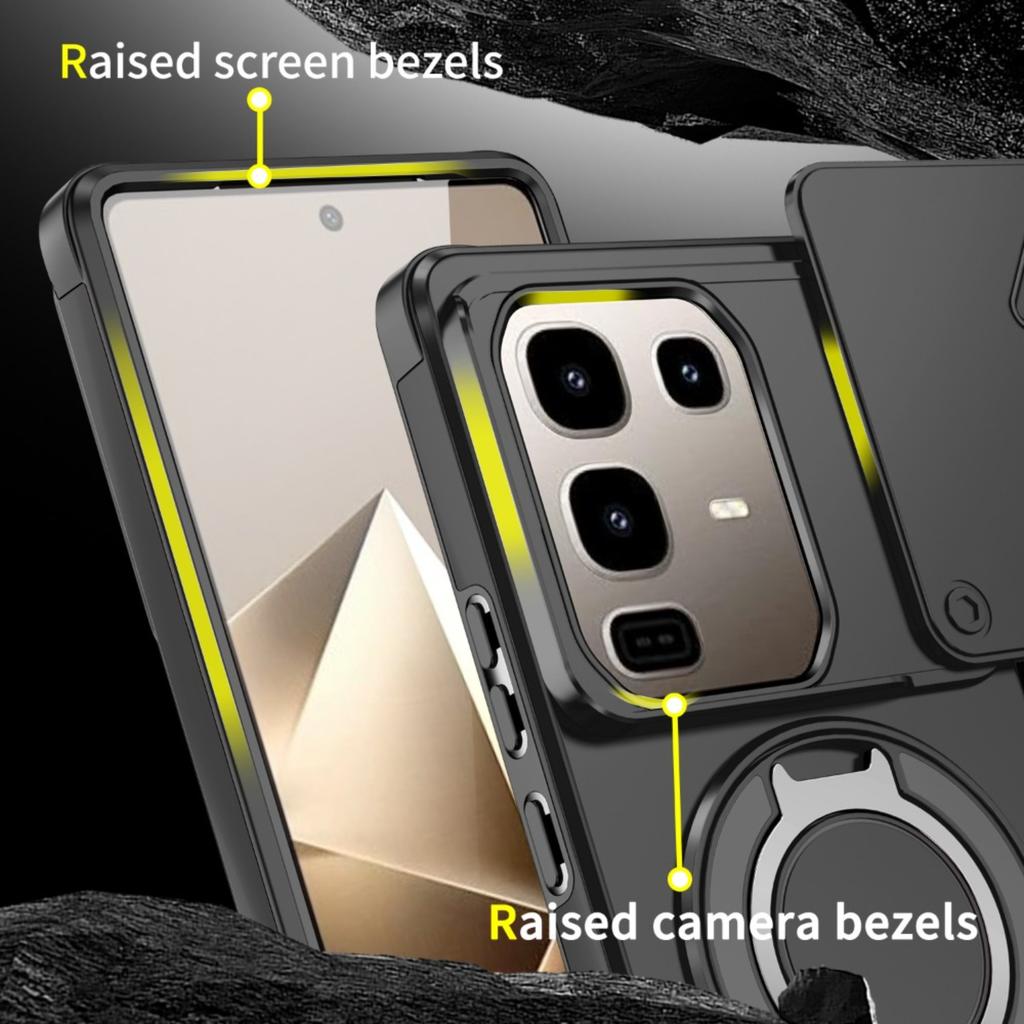 Armor Magnetic Bracket Case For Infinix Note 50 40 Pro Plus Hot 60i  50i Smart 10 9 Plus Tecno Spark Go 5G Lens Protection Cover