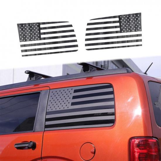For Dodge Nitro 2007-2012 USA Flag Carbon Fiber Rear Window Sticker Decal Trim