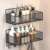 Bathroom Shelves Iron Wall Mounted Bathroom Shelf No Drill Storage Rack Single Layer Toilet Organizer Washing Room Accessories