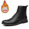 Amerikanische Cowboystiefel Herren Leder High-Top-Stiefel Britische Retro Lokomotive Stiefel Winter Samt Warm Martin Stiefel