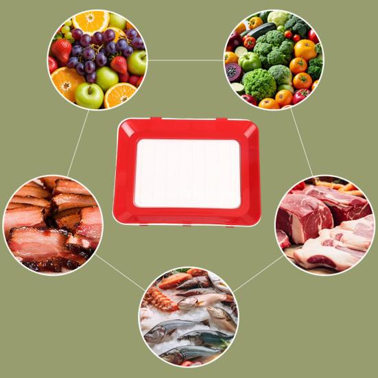 2Pcs Food Tray Stackable Design Food Preservation Tray with Stretch Cover Dishwasher