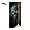 Outdoor Festive Atmosphere Decor Halloween Wall Stickers Trash Can Decal Stickers, Spooky Skull Ghost Horror for Bins Decals Garbage Cans, Waterproof