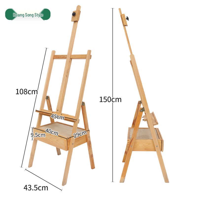 Premium Solid Wood Folding Drawer Easel for Sketching and Oil Painting