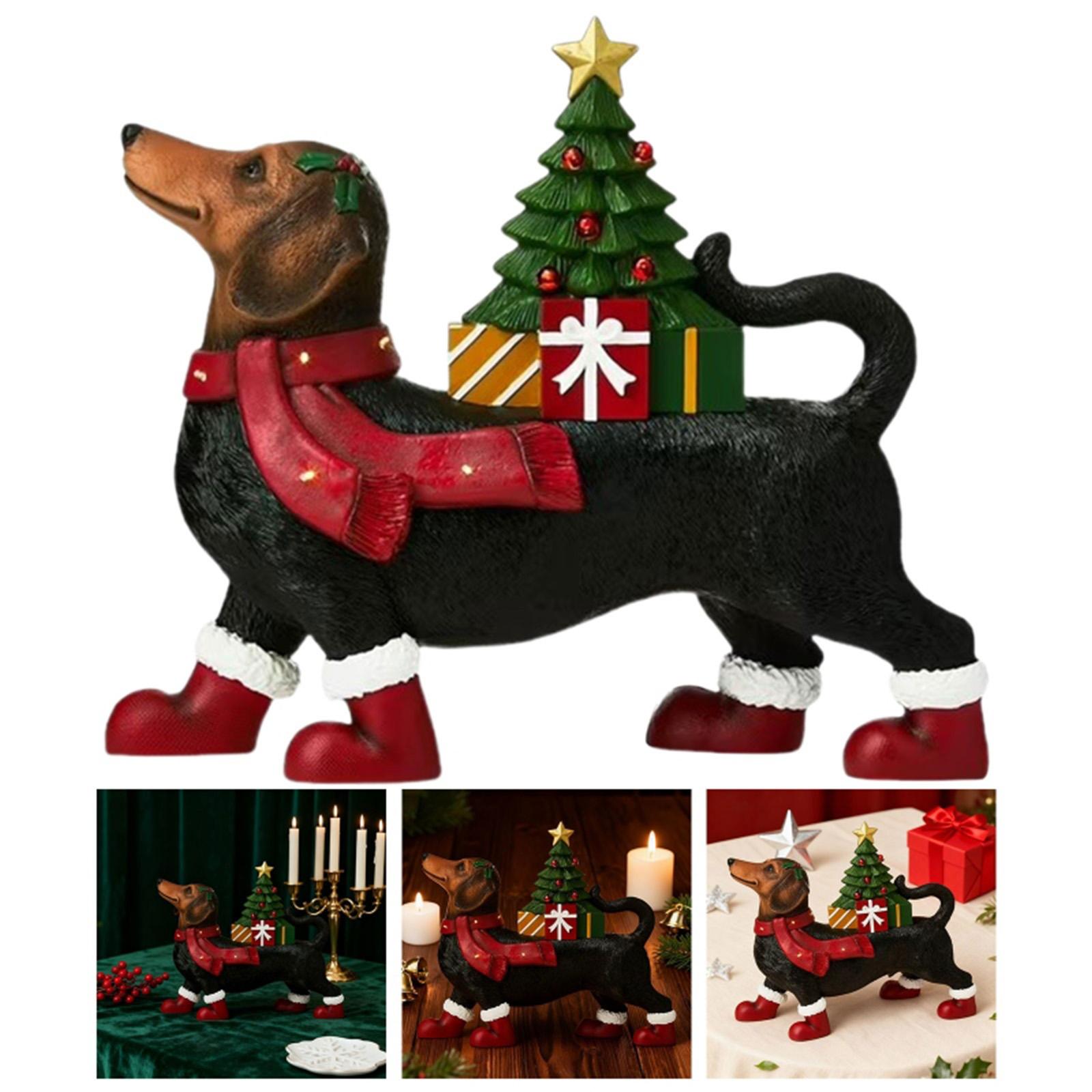 

Christmas Dachshund Statue Light Up Resin Dachshund Dog Figurine Dachshund Christmas Decorations Table Centerpiece Decorations China Mainland