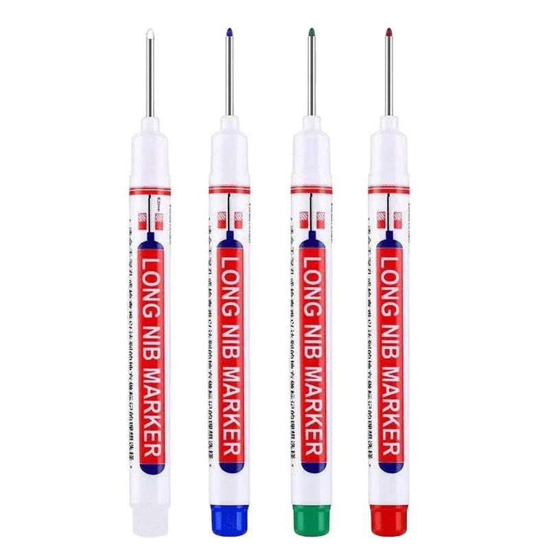 

4Pcs White 20mm Deep Hole Long Nib Head Markers Set for Metal Perforating Pen Bathroom Woodworking Decoration Multi-Purpose