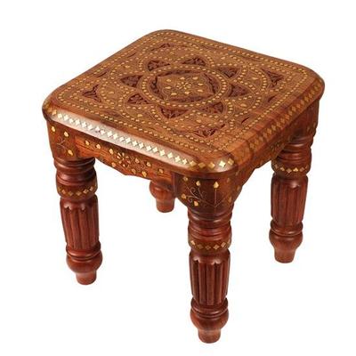 30.48 Cm Sheesham Wood Folding Stool, Ideal for Home Decor Natural Wood