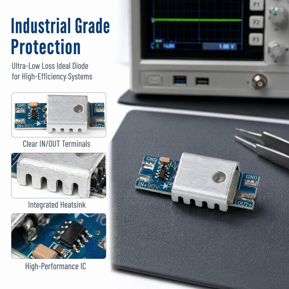 Solar Ideal Diode Module 20A DC 4-90V Backfeed Protection Reverse Polarity Rectifier for Battery Systems