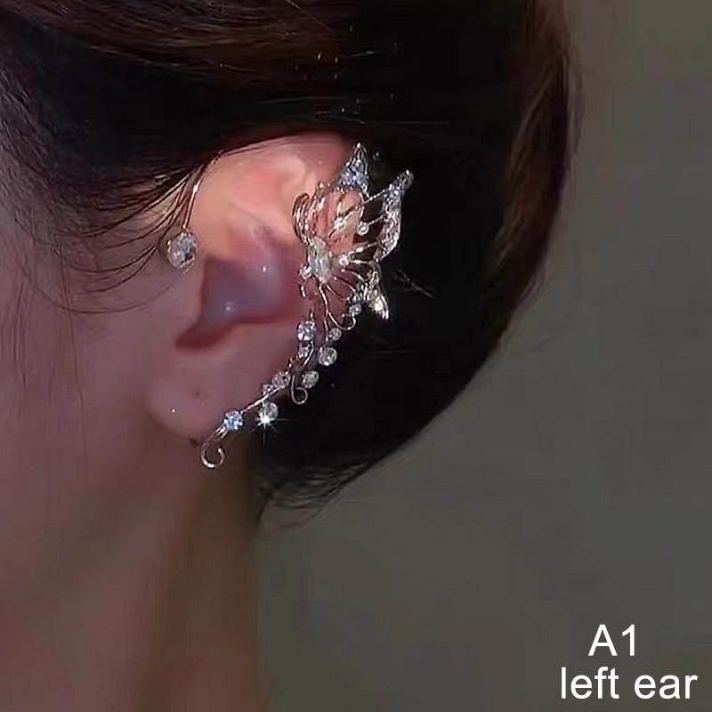 Lśniący plastikowy klips do uszu Elf Butterfly bez kolczyków