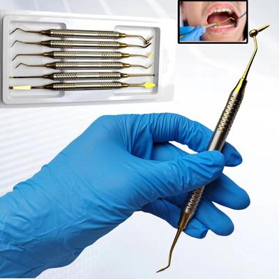 6 Teile/satz Zahnmedizin Komposit Füllung Set Spachtel Dicken Griff Titan Überzogene Kopf Füllstoff Restauration Dental Instrument