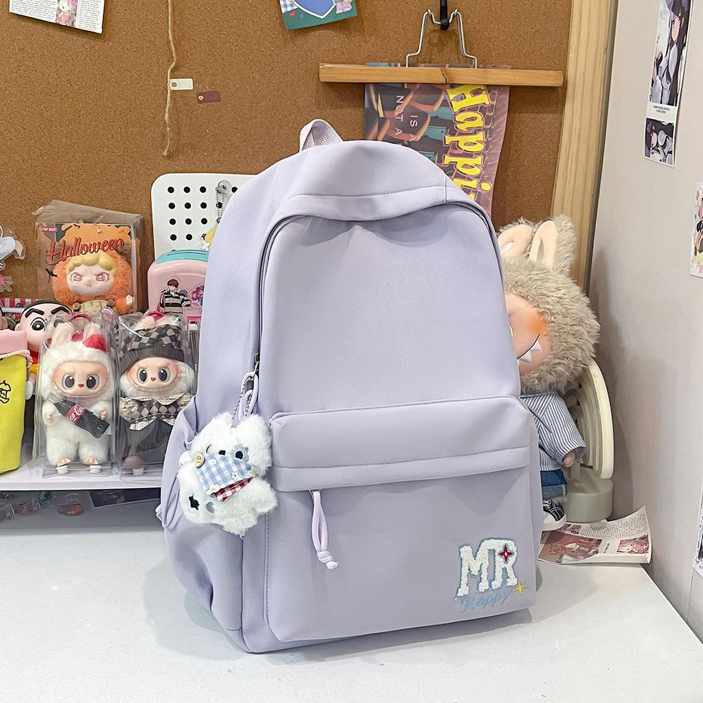 Schoolbag Simple letters Fresh large capacity backpack Lightweight versatile Junior high school students Campus students Commuter to class School bag