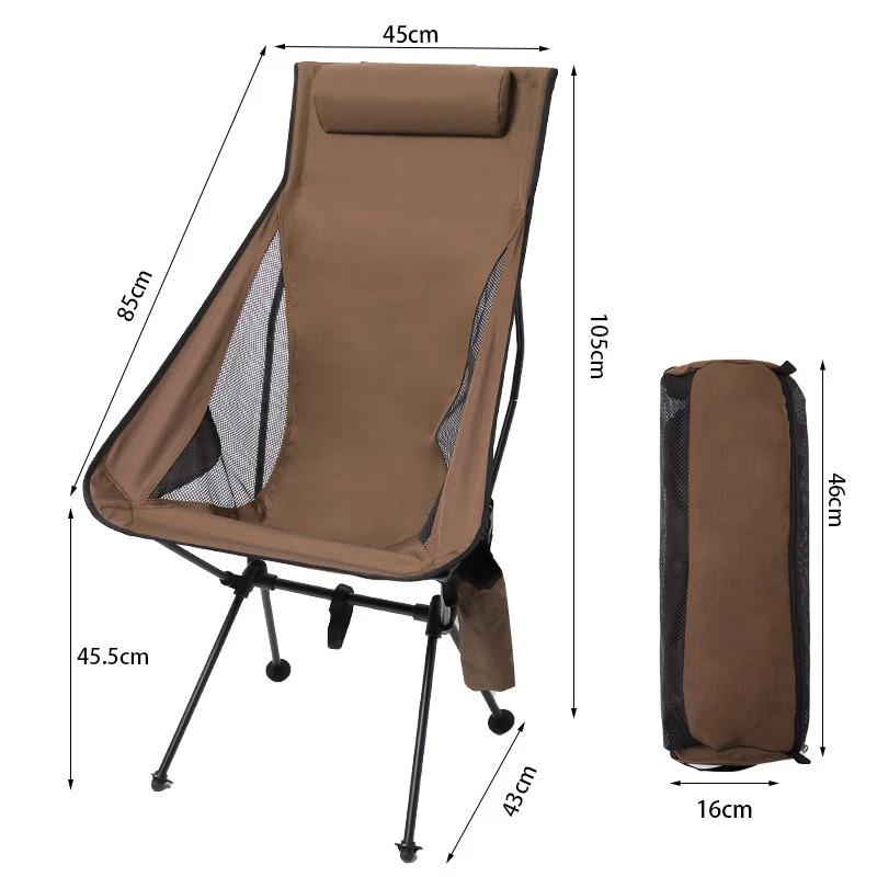 Outdoor Camping Chairs Folding Moon Chair Detachable Portable Beach Fishing Picnic BBQ Chair Ultralight Aluminum Chair Lightweight Extended Seat