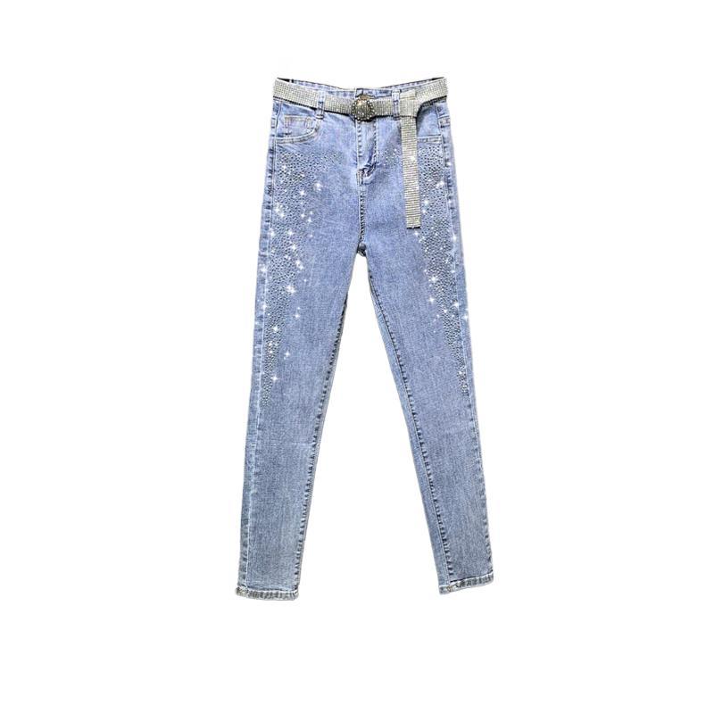 Pantaloni a matita in denim elasticizzato da donna Primavera Estate Skinny Stampa Diamante Jeans Skinny Pantaloni Casual Femminili