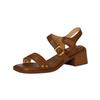Herr. M, Sommer Vintage Sandalen mit dickem Absatz Damen Pendler Mittelhoch Klettverschluss Zehenfrei Hinten offen Weiches Leder Damenschuhe