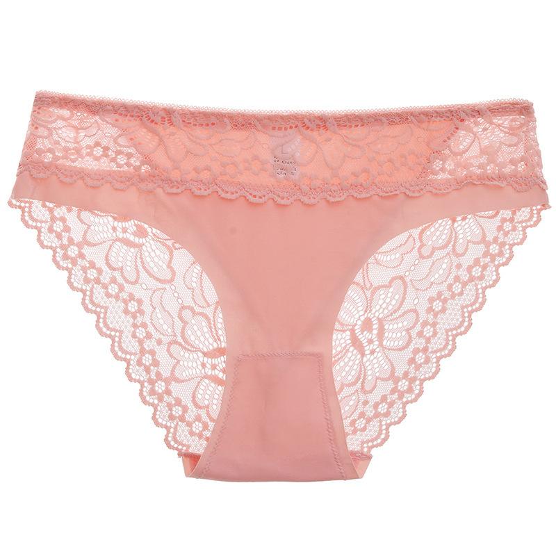 Chiloți cu dantelă pentru femei cu talie medie, sexy, fără cusături, chiloți pentru femei, europeni și americani, transfrontalieri, plasă confortabilă și respirabilă