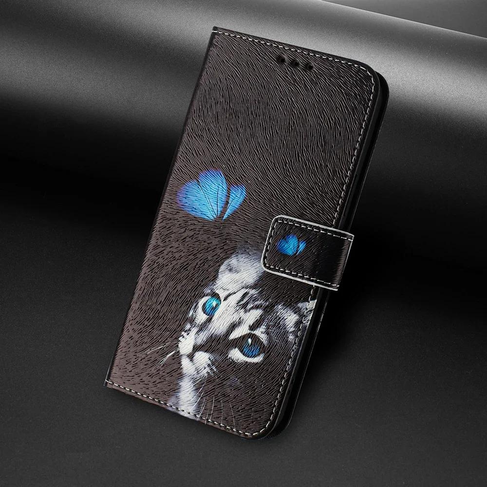 Coloured Drawing Wallet Case for iPhone 16E SE3 SE 8 7 6 6S Plus 16 Pro Max Shockproof Stand Card Holder Strap Flip Phone Cover