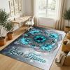 Floral Garden Theme Crystal Velvet Rug Personalized Custom Name Text Soft Floor Mat Home Decor