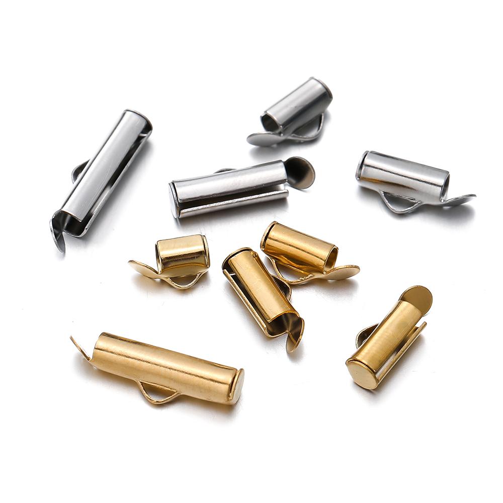 10pcs/lot Fastener Tube Crimp End Caps Slider Clasp Bracelet Buckles for DIY Connectors Loom Jewelry Making Findings Accessories
