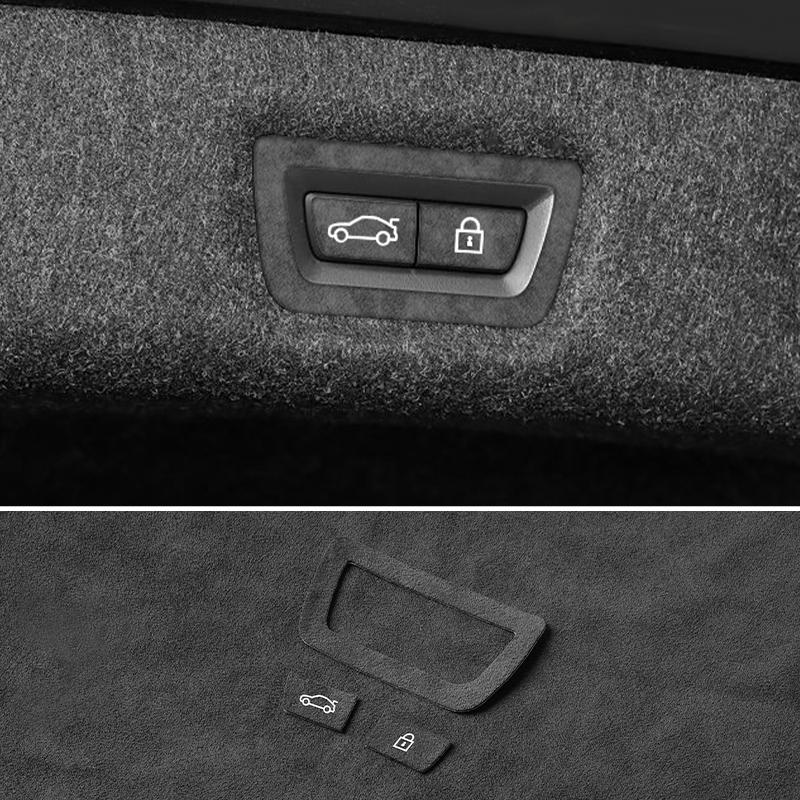 For BMW 5 Series G30 G38 6GT Made of Alcantara Car Trunk Button Decorative Trim Frame Sticker Interior Custo Tuning Accessories
