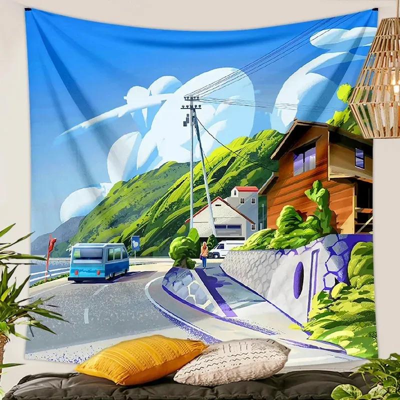 

Пейзаж Подвесной тканевый декоративный гобелен Офисное украшение для гостиной Домашний настенный гобелен 100x75cm