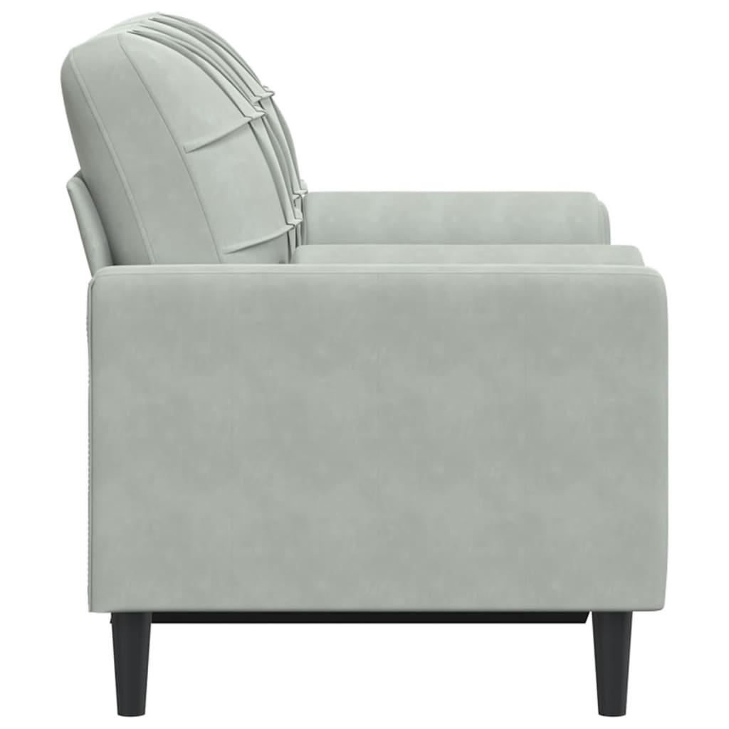 2 Seater Sofa with Decorative Cushions Light Grey 120 cm Velvet