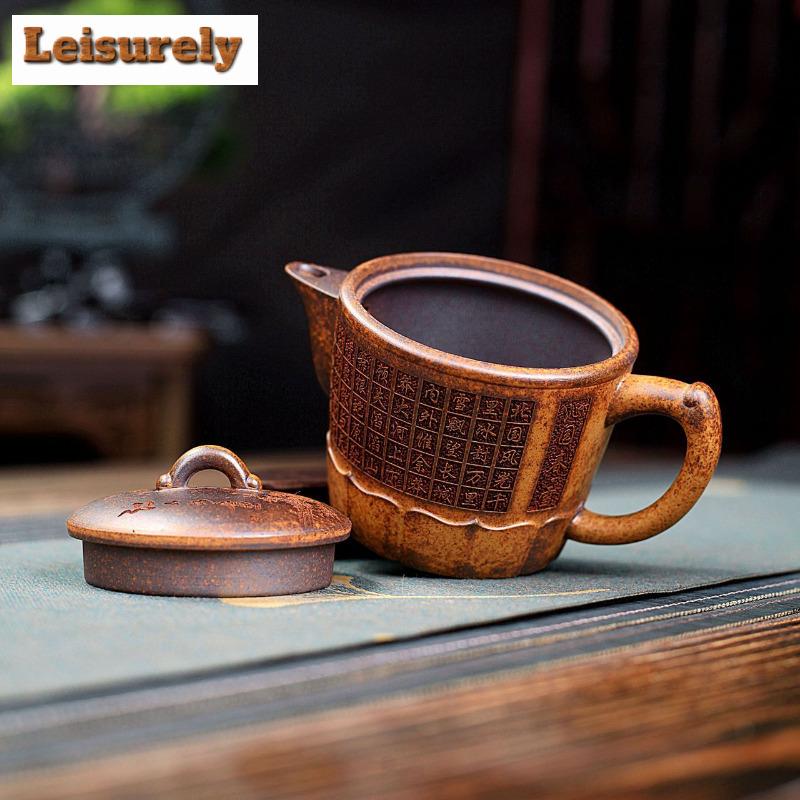 250ml Yixing Purple Clay Teapots Handmade Lotus Pot Raw Ore Hyperthermy Section Mud Kettle With Strainer Zisha Teaset Craft Gift