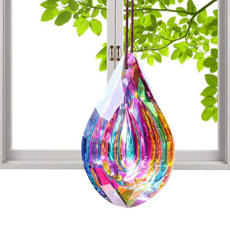 Kristallprisma, oval, für Kronleuchter, Kristall, zum Aufhängen, DIY, Sonnenfänger, Anhänger, Regenbogenmacher, 1 Stück