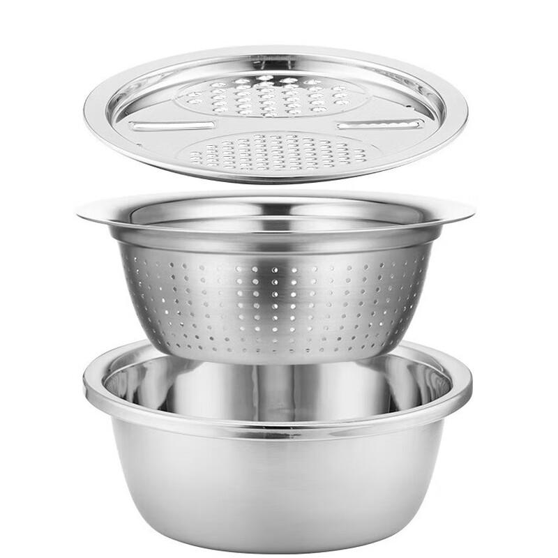Zuozhixun 28cm Stainless Steel 3-Piece Multi-Function Basin Set