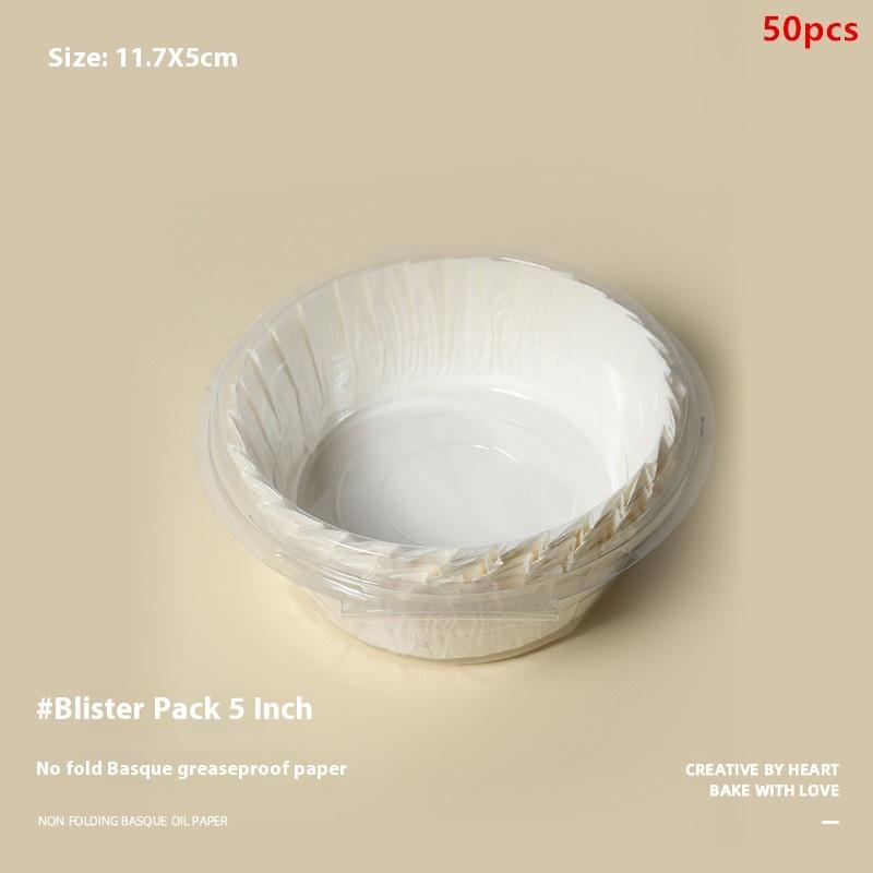 50Pcs/set Basque Oil Paper Tray Holder With Ruffled Edges 3.5/4/5/6/8Inch Non-stick Cheesecake Mousse Cake Wrappers