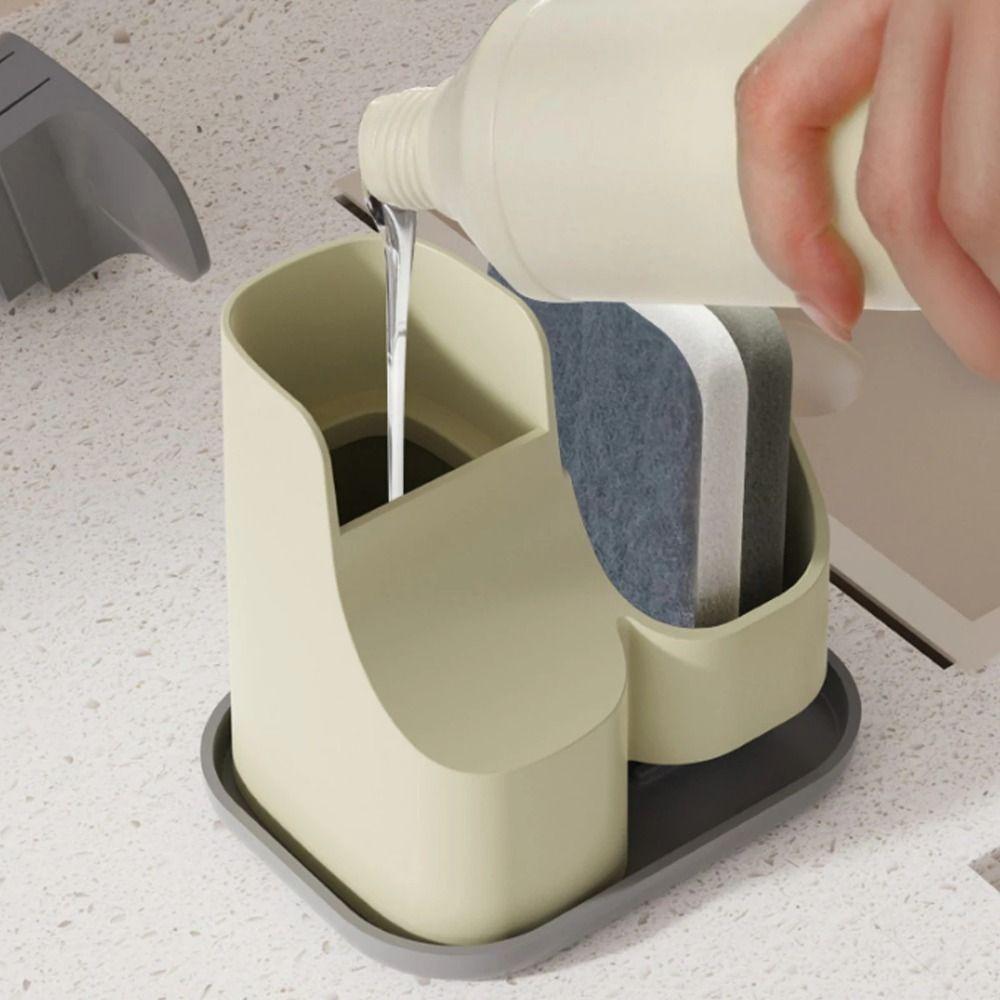 Dozownik mydła w płynie 2 w 1 Szczelny ze ściereczką gąbkową Podwójny dozownik mydła Praktyczny pojemnik na mydło w płynie typu naciskowego