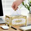 Rose Pattern Golden-plated Tissue Box American Style Paper Holder Suitable For Multiple Rooms Home Desktop Decor