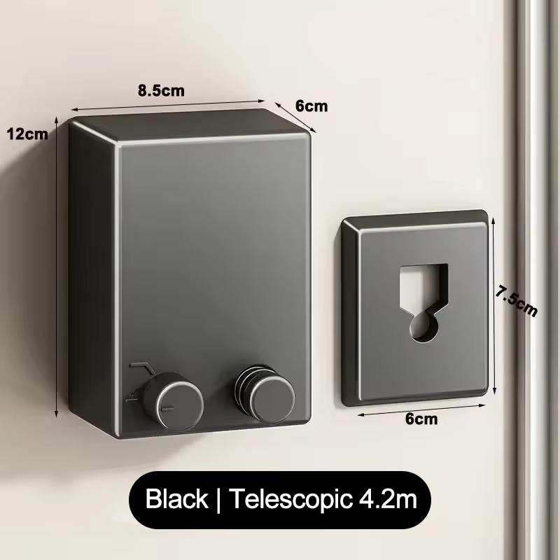 

Выдвижная бельевая веревка настенная без отверстий универсальная для сушки одежды в помещении и на улице, маленькая и незаметная чёрный