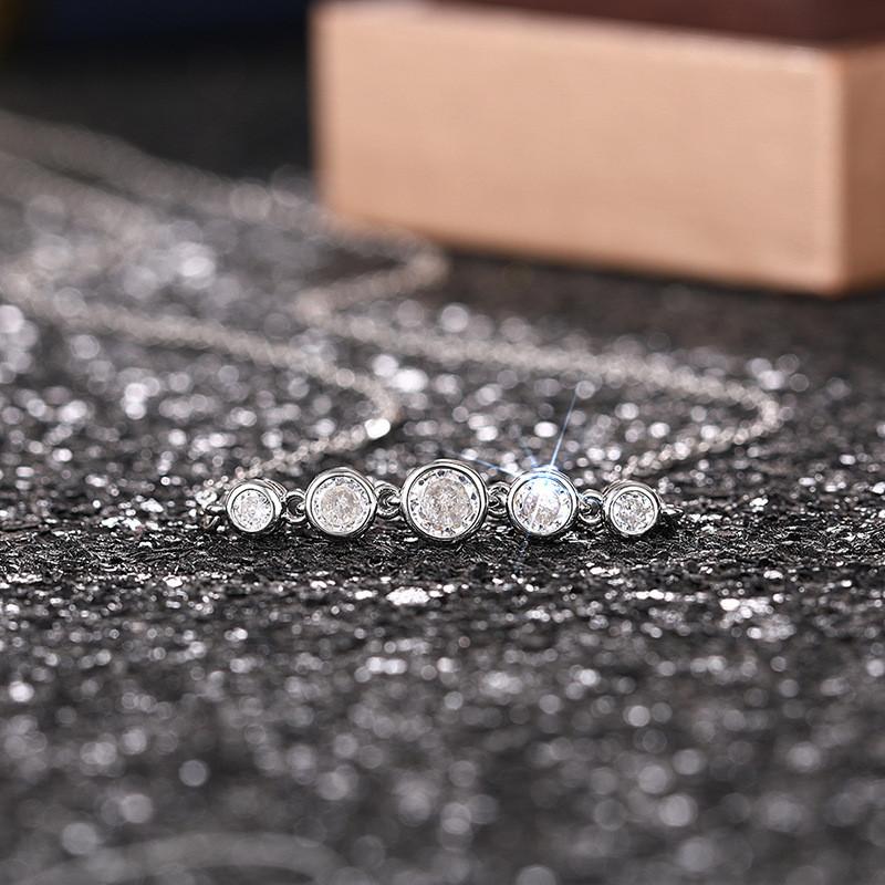 925 Sterling Silver Dainty Minimalist Zircon Charm Anti Tarnish Chain Round Clear Cz Stone Necklace for Women JewelryGood Product