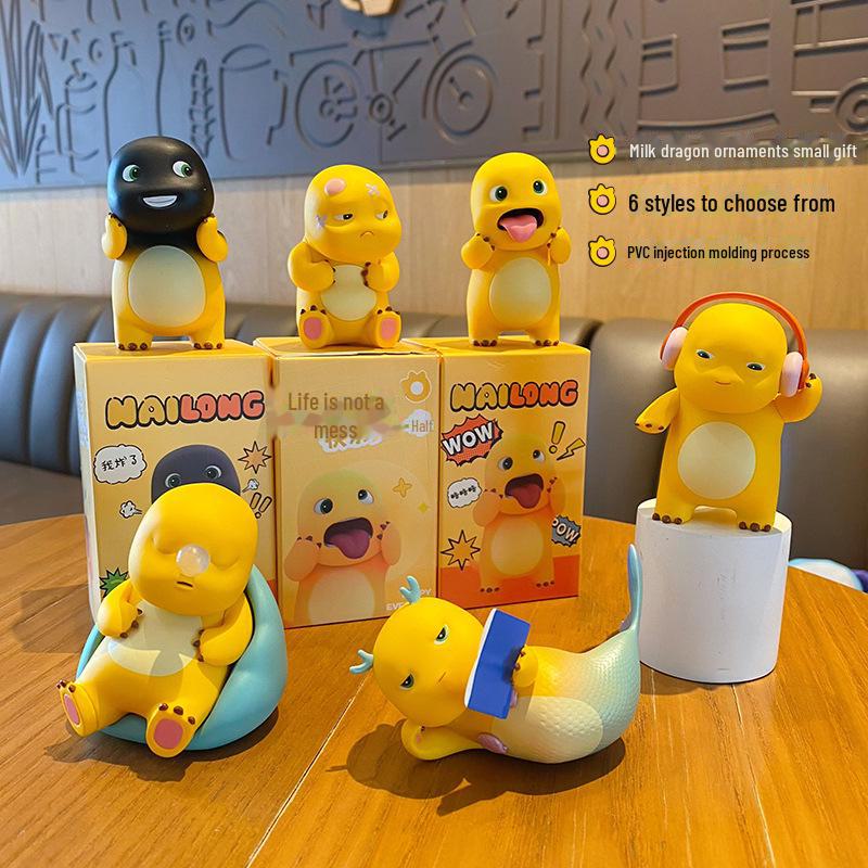 Genuine Milk Dragon Blind Box Doll: Trendy Office Decor & Play Figure