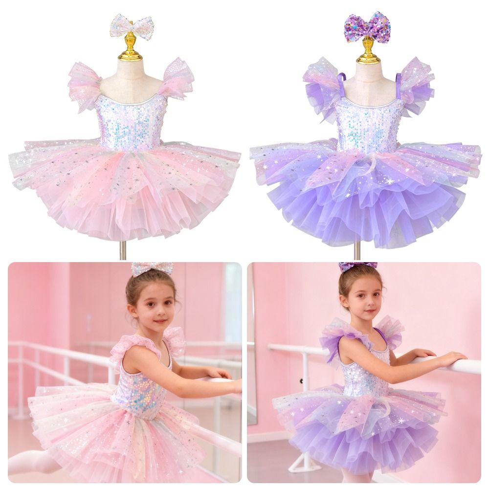 Fashion Sequin Kids Ballet Dress Modern Party Dress Ballet Tutu Puffy Dance Costumes Kids Girls