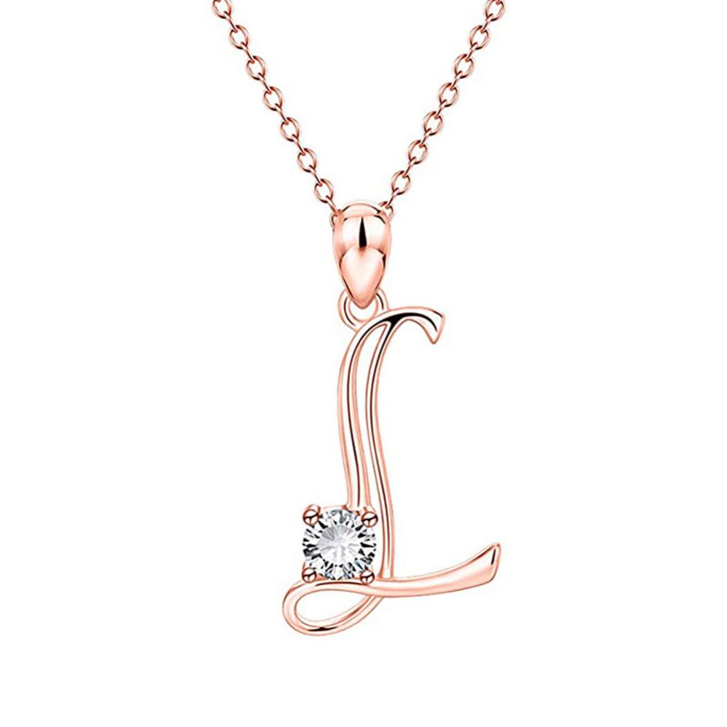 Fashion Alphabet Letter Pendant Necklace with Embedded Crystals Elegant Initial Charm Jewelry for Daily Wear and Special Occasions
