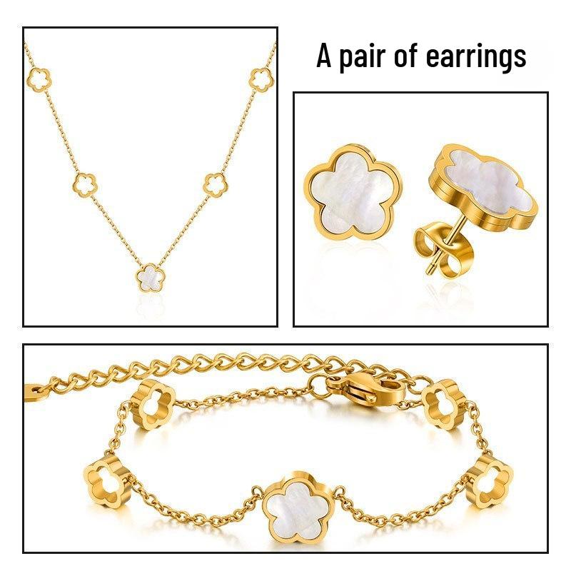 

Элегантная подвеска в виде цветка из белой ракушки, ожерелье из титановой стали - женская ключичная цепочка