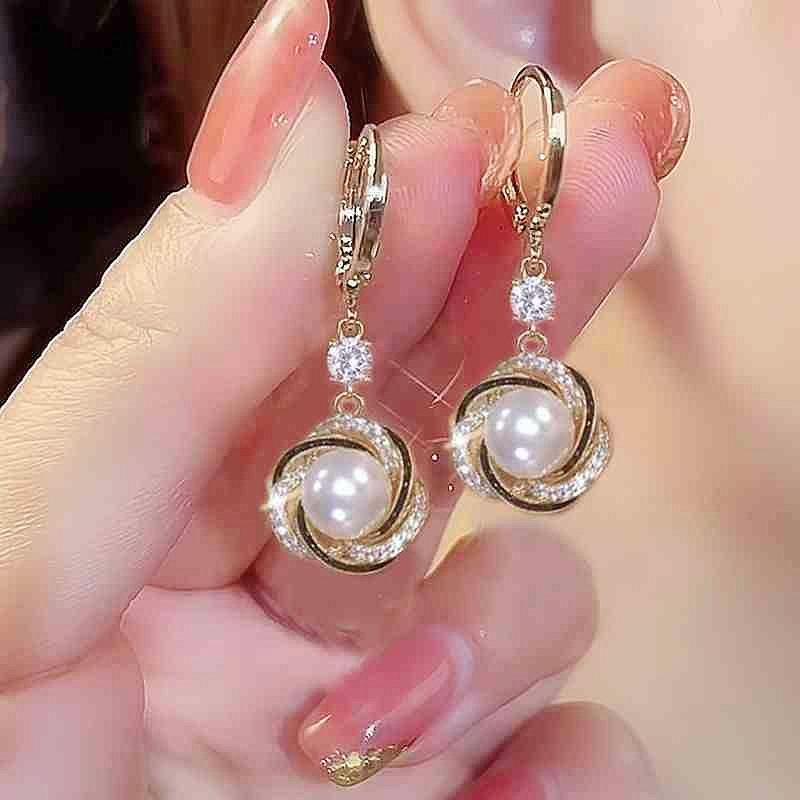Japanese and Korean trend micro-inlaid winding ear hook unique temperament ear buckle literary and retro personalized earrings