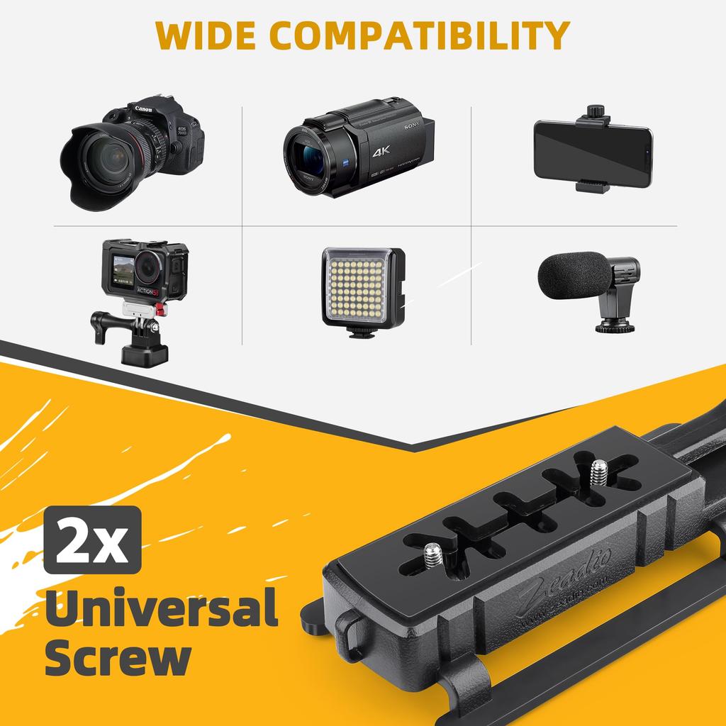 Zeadio Camera Stabilizer Kit, All-in-One Handheld Stabilizer with LED Video Light, Microphone, Smartphone Holder, and Action Camera Adapter - Compatib