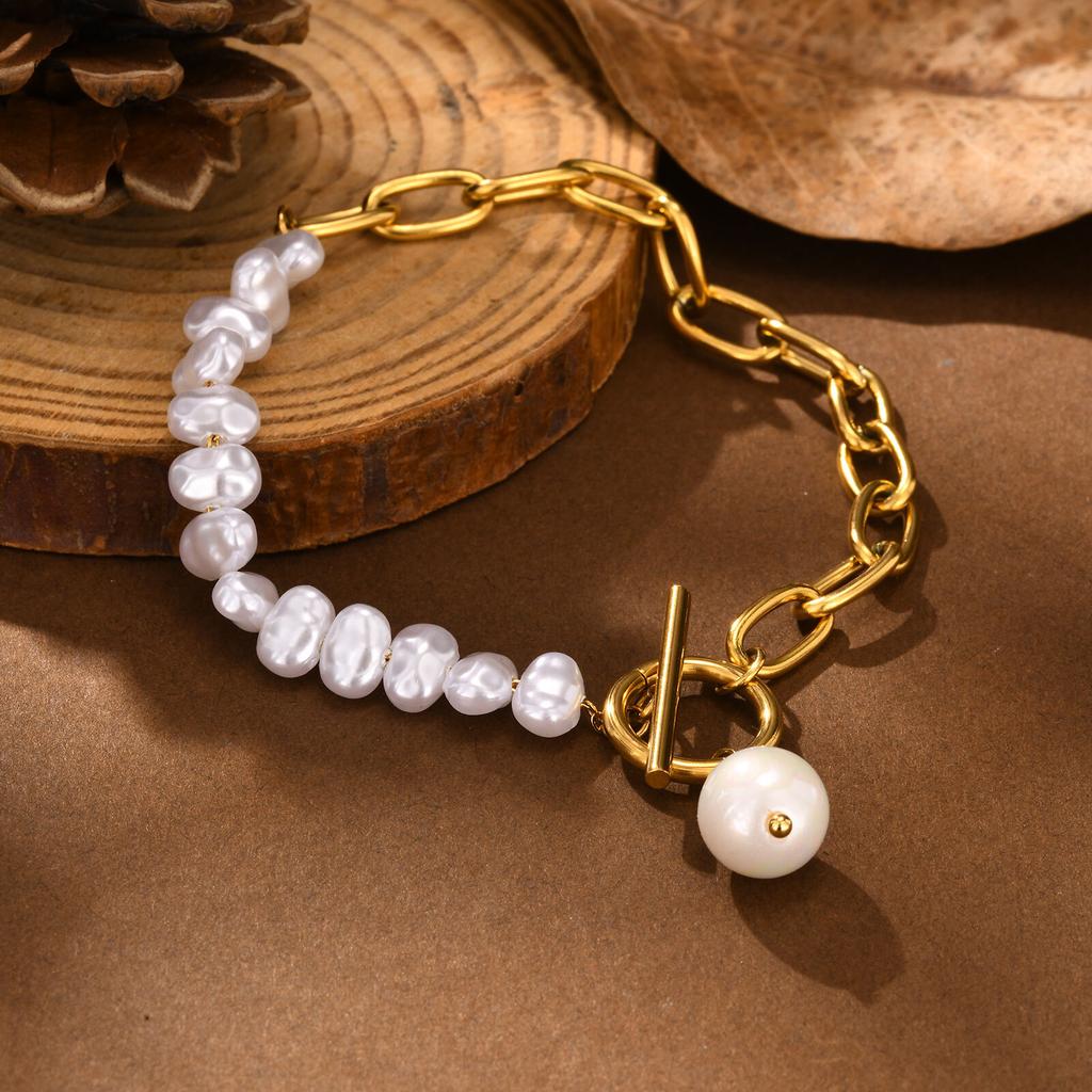 Stainless Steel Jewelry Pearl Pendent Women's Bracelets Gold Color Chain Bracelet Gifts For Mom Girlfriend Valentine's Day