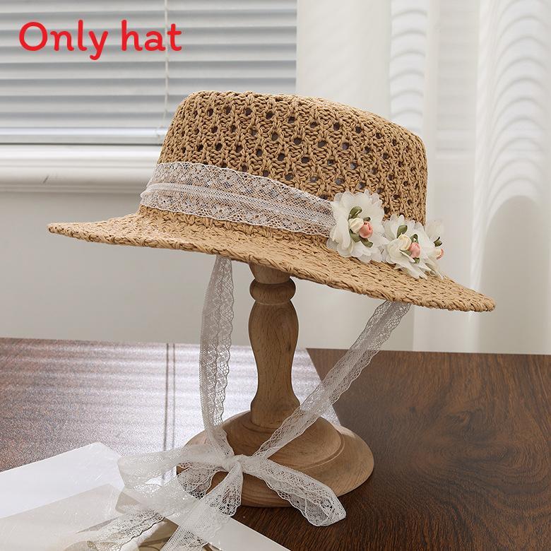 

Straw Sun Hat With Wide Brim For Summer Beach Vacation Sun Protection хакі