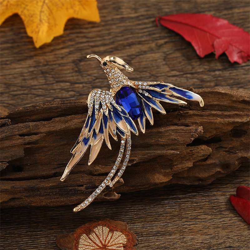 Rhinestone Judgment Wedding Cheongsam Enamel Phoenix Accessories Pin Brooch Vintage Corsage Classical New Imitation Chinese Style