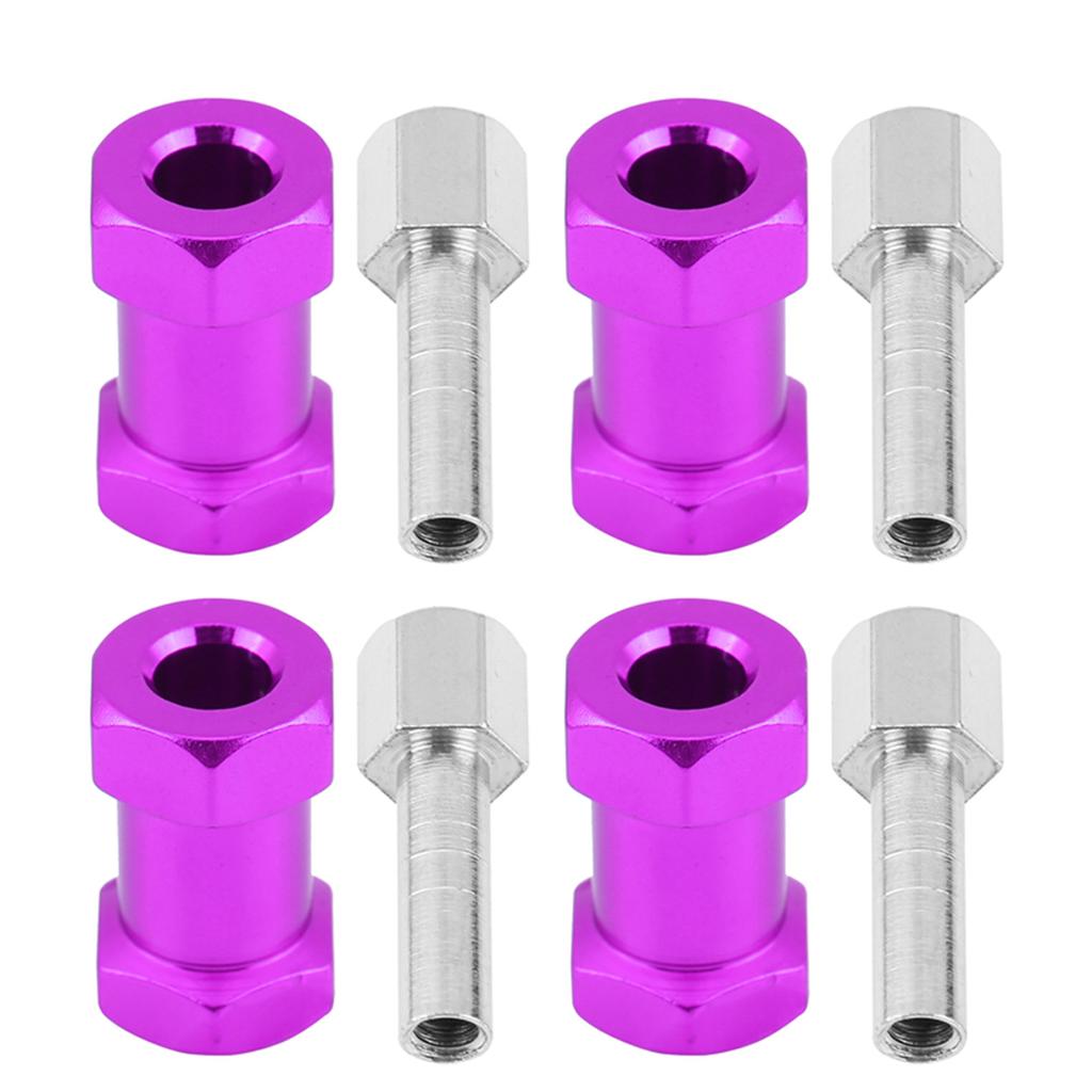 4pcs 12mm RC Hex Wheel Hub Metal Adapter for D90 AX10 01 SCX10 Crawler (15mm Purple)